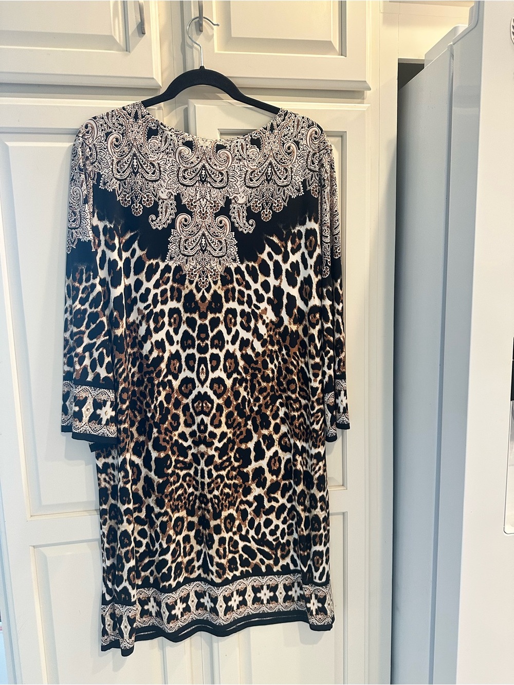 Ruby Rd. Leopard Print Midi Dress with Ornate Border - Picture 2 of 2